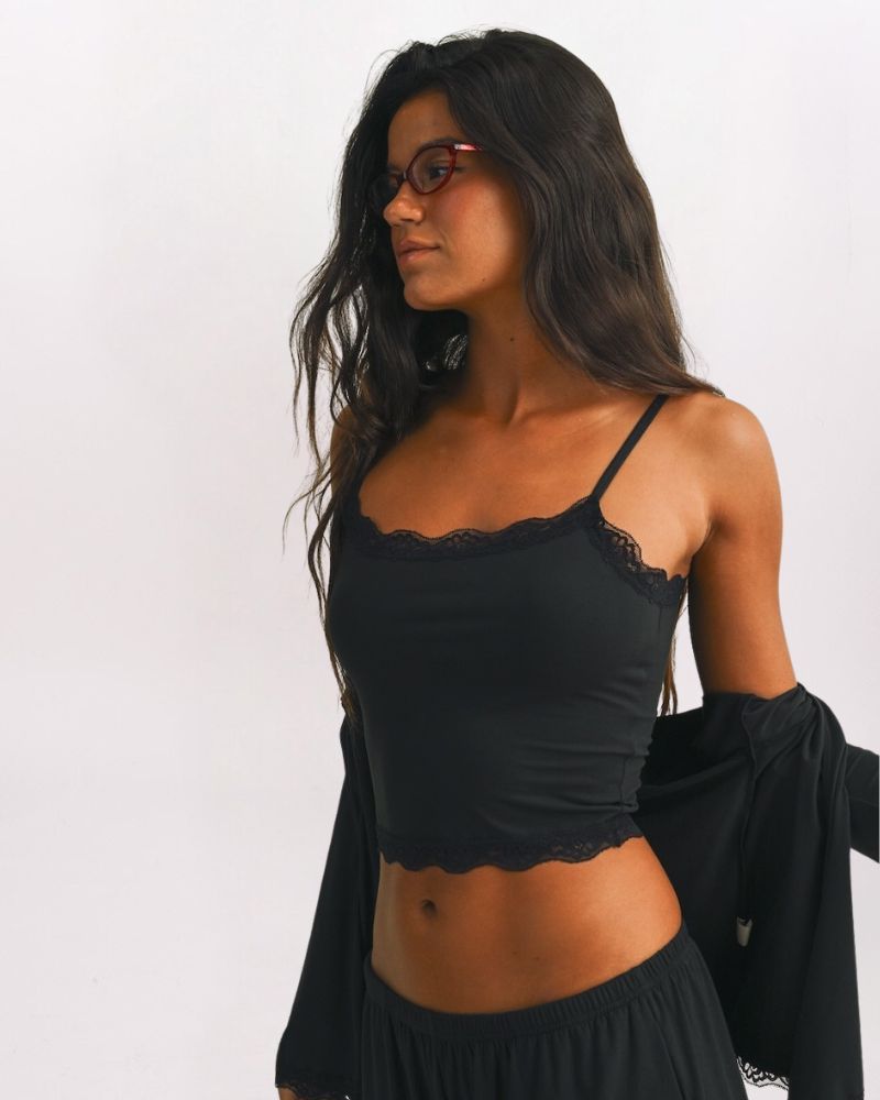 LACE EDGE CAMI, BLACK