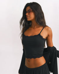 LACE EDGE CAMI, BLACK