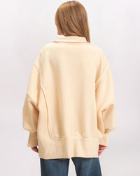 QUARTER SNAP OVERSIZED SWEATSHIRT, CREAM