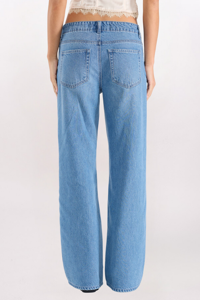 DRAWSTRING WIDE BAGGY DENIM