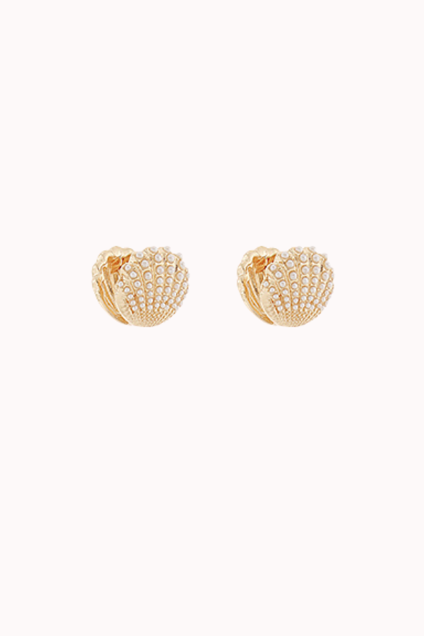 PEEK-A-BOO PAVE PEARL SEASHELL STUD