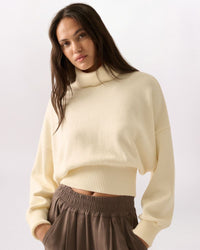 BANDED MOCK NECK SWEATER