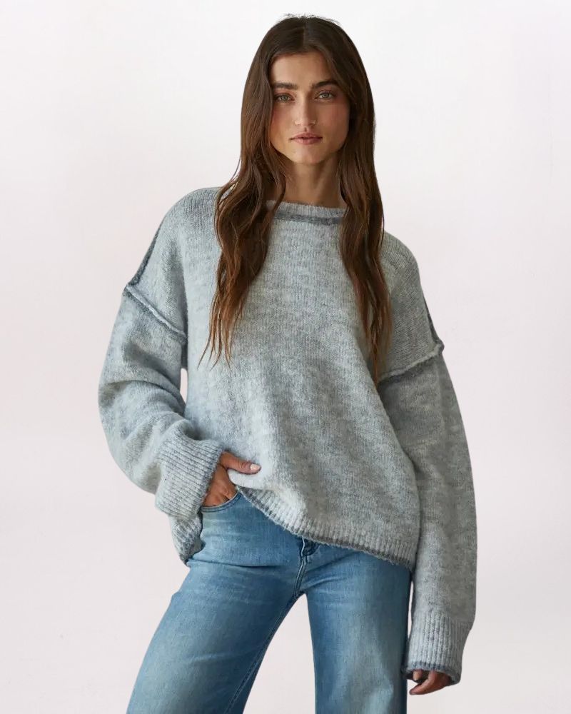 EXPOSED SEAMS ROLL EDGE SWEATER