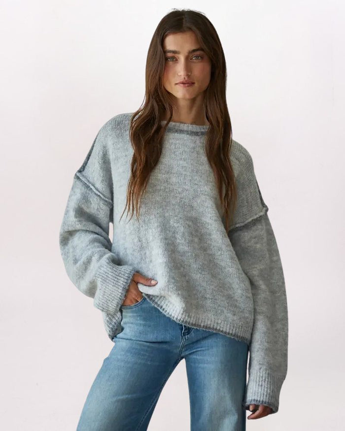 EXPOSED SEAMS ROLL EDGE SWEATER