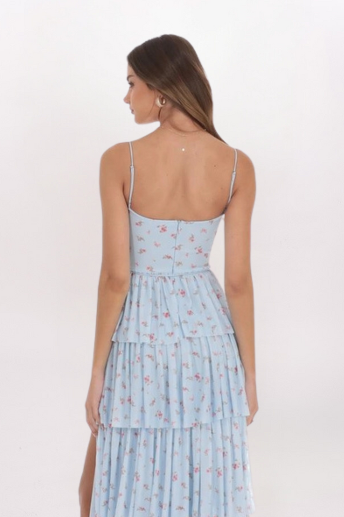 FLORAL MESH MAXI DRESS