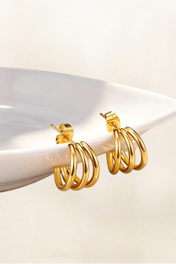 TATUM TRIPLE ROW HOOP - 304SS/18K G PVD