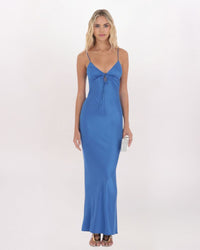SATIN TIE BACK MAXI DRESS