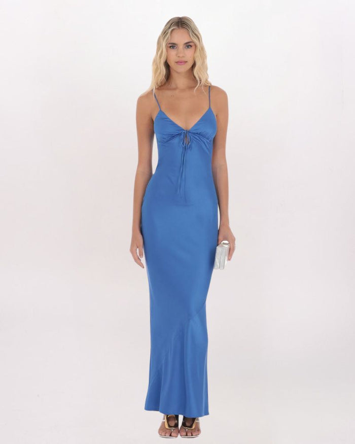 SATIN TIE BACK MAXI DRESS