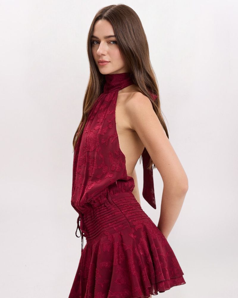 HI NECK OPEN BACK DRESS