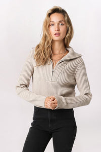 THICK RIB QUARTER ZIP SWEATER