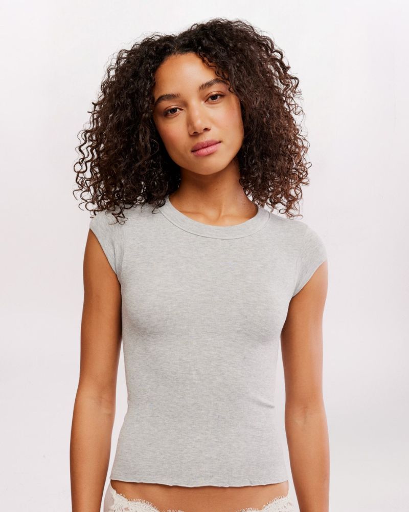 SO SOFT SEAMLESS BABY TEE, H GREY