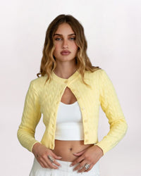 CABLE CARDIGAN, YELLOW