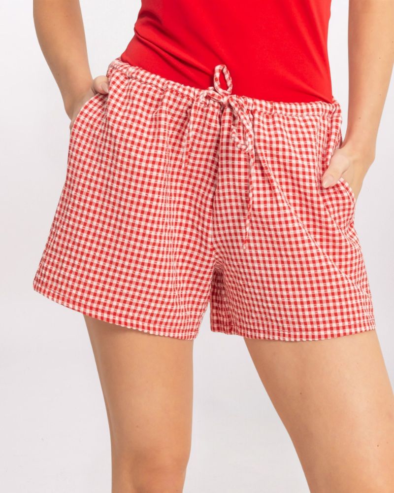 GINGHAM SHORT, RED
