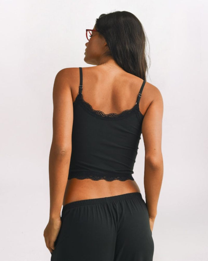 LACE EDGE CAMI, BLACK