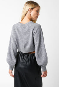 BALLOON SLEEVE CROP SWEATER
