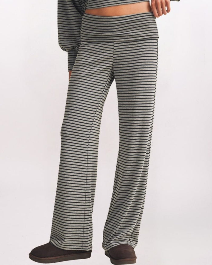 STRIPED ROLL WAIST PANT, H NAVY