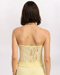 SHEER LACE TUBE TOP, YELLOW