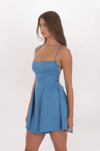 JACQUARD FLORAL LACED BACK DRESS