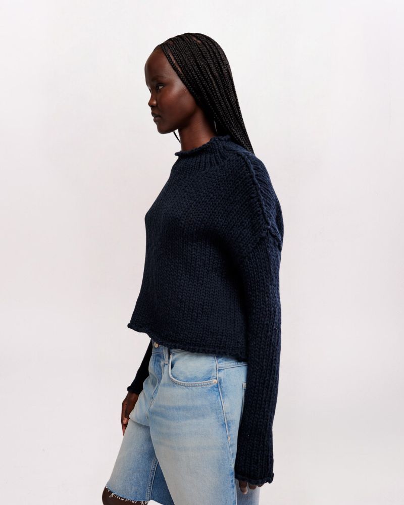 ROLL NECK OPAL SWEATER, BLACK