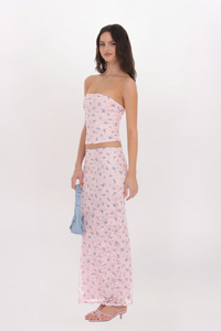 STRAPLESS FLORAL LACE TUBE