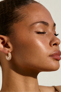 CARIS PAVE PEARL HOOP
