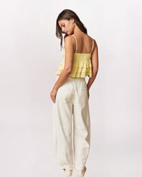 TIERED EYELET TOP, BUTTER YELLOW