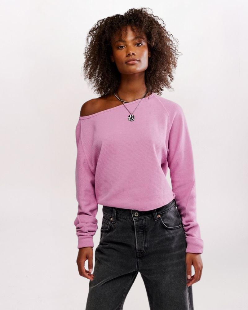 JESS ONE-SHOULDER TOP, ORCHID COMBO