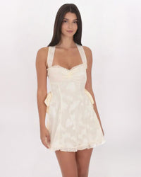 FLORAL STRAPPY BACK DRESS, CREAM