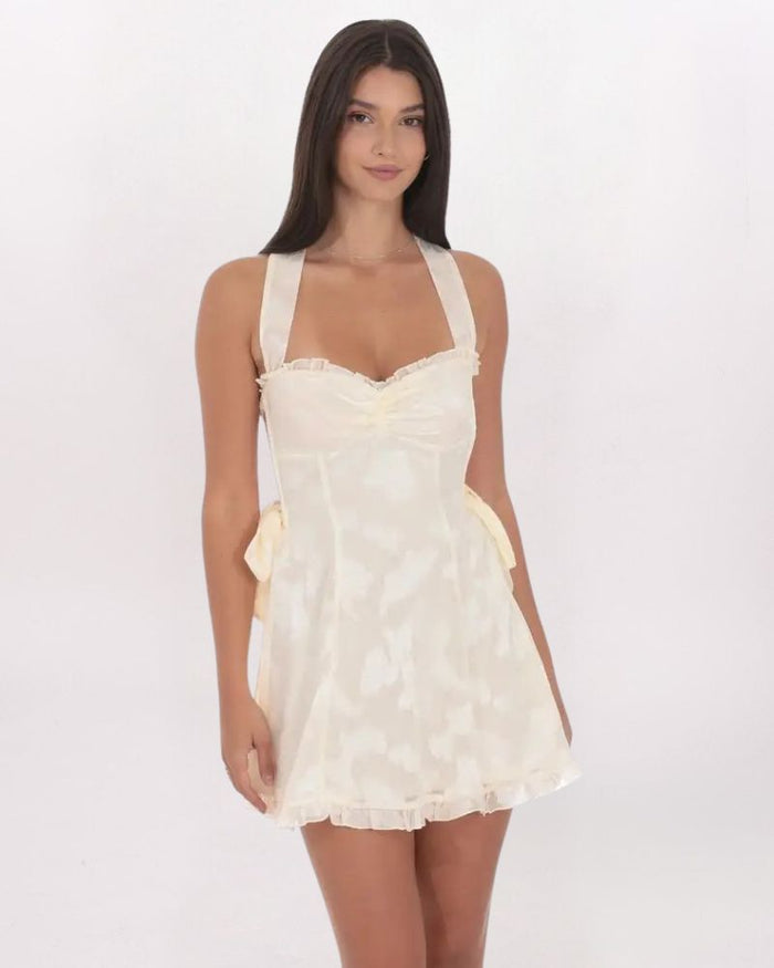 FLORAL STRAPPY BACK DRESS, CREAM