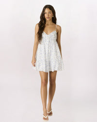 TWIST FRONT FLORAL OPEN BACK DRESS, WHITE