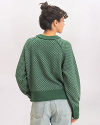 BIRDSEYE CREW SWEATER, DK GREEN