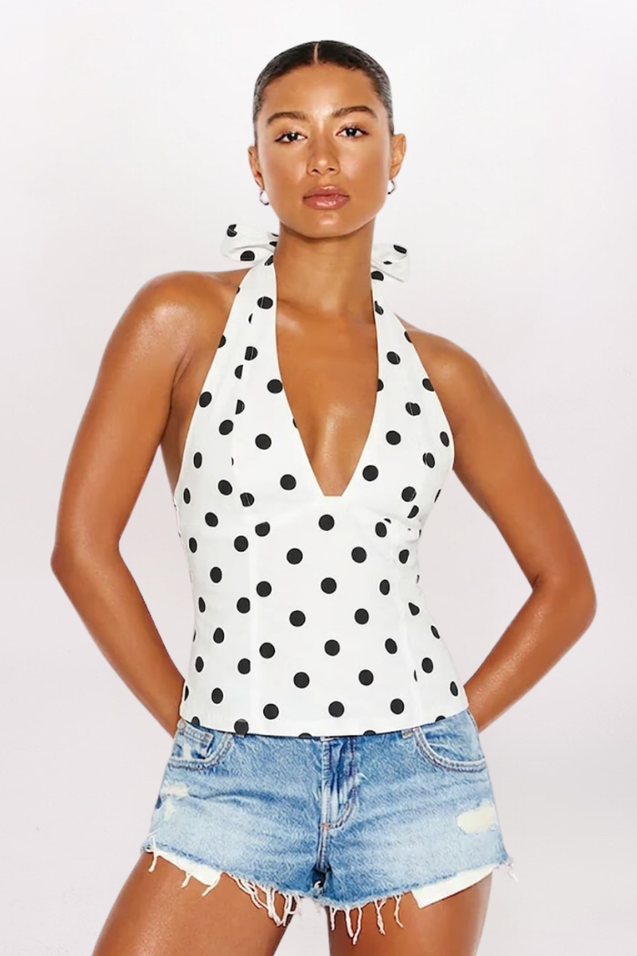 POLKA DOT HALTER TOP
