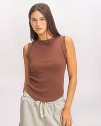 SEAM DETAIL RIB TANK, CHOCOLATE