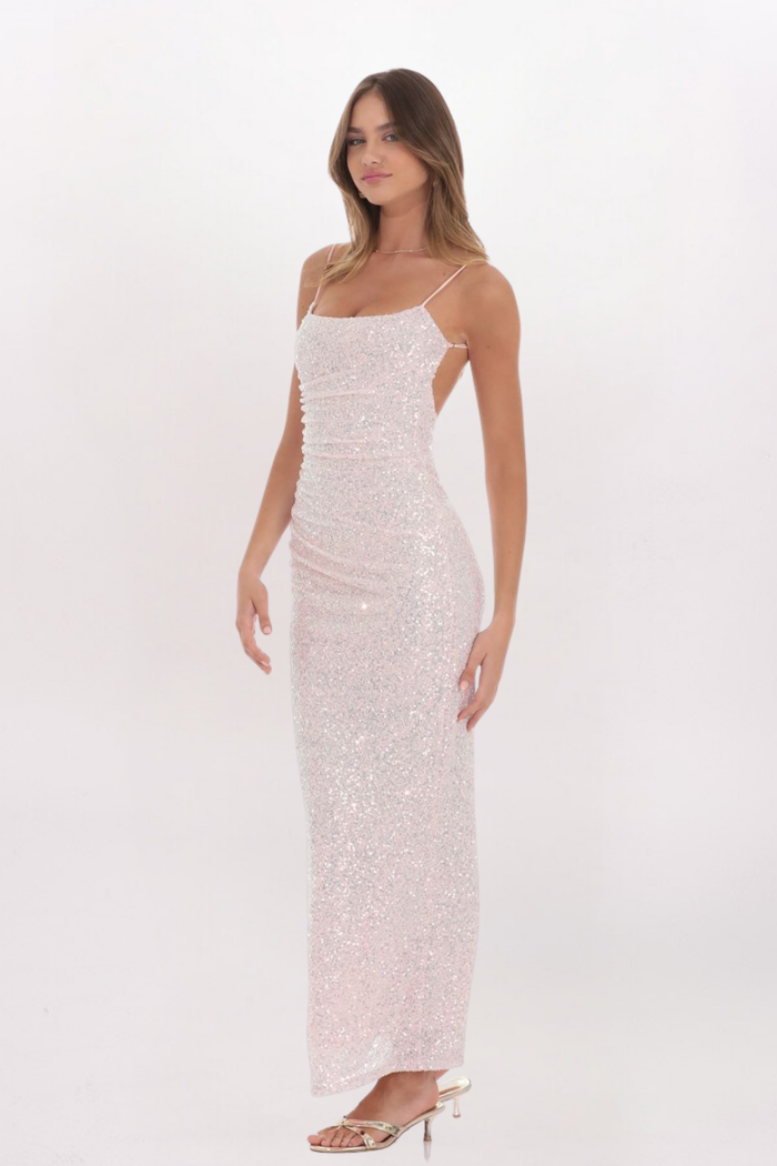 IRIDESCENT SEQUIN MAXI DRESS