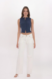 RIBBED BUTTON TOP