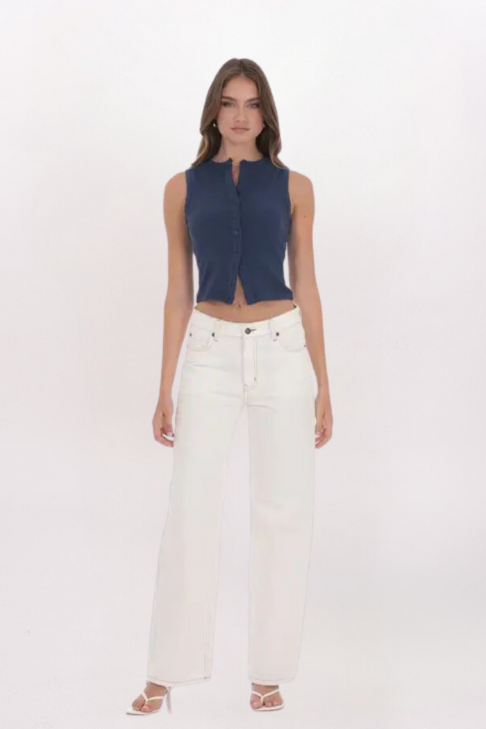 RIBBED BUTTON TOP
