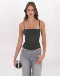 RUCHED MESH TOP