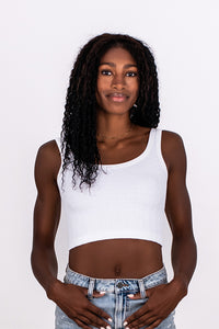 CRINKLE TEXTURE SCOOP NECK CROP