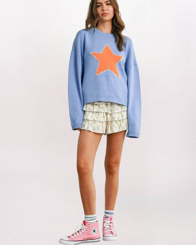OPEN KNIT STAR SWEATER