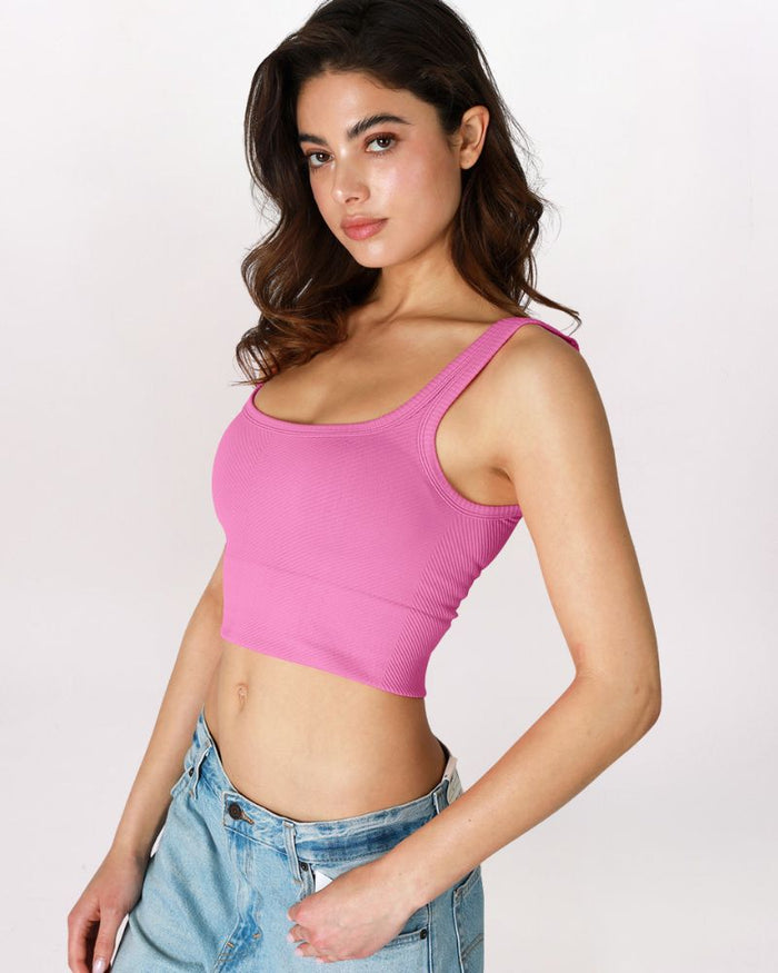 CHEVRON SCOOP NECK TANK, CROCUS