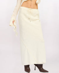 FLORAL JAQUARD SATIN MAXI SKIRT, CREAM