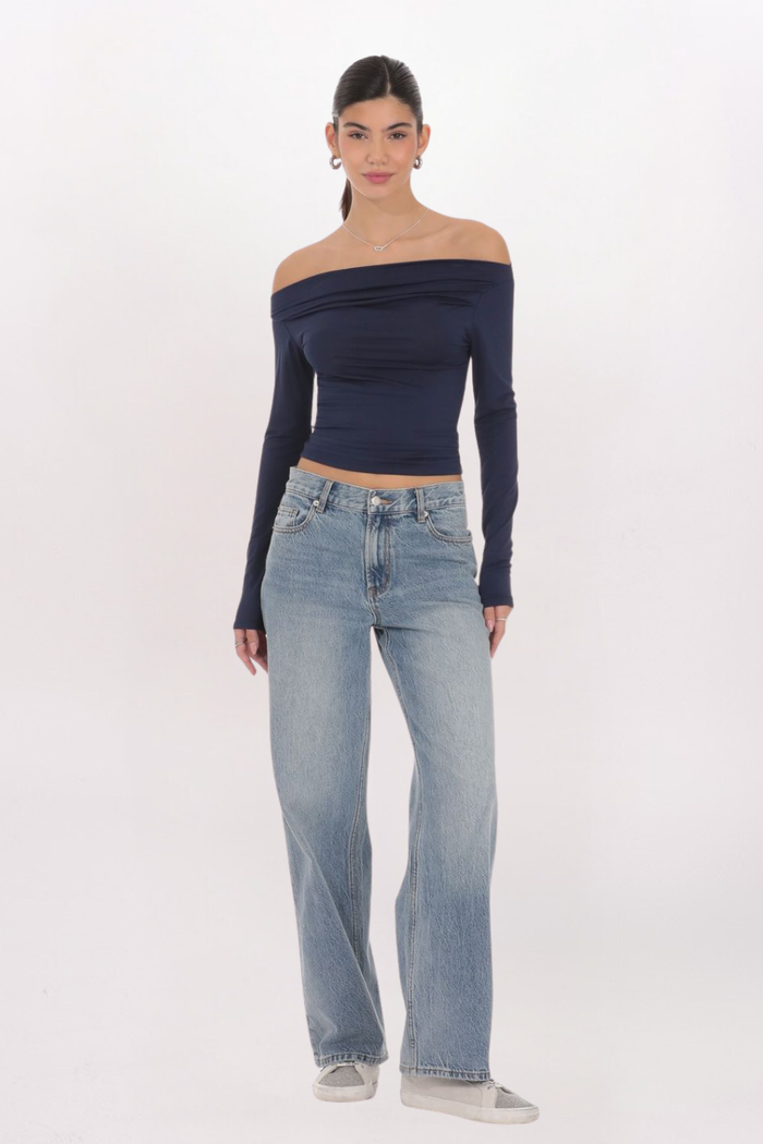 RUCHED OFF SHOULDER TOP