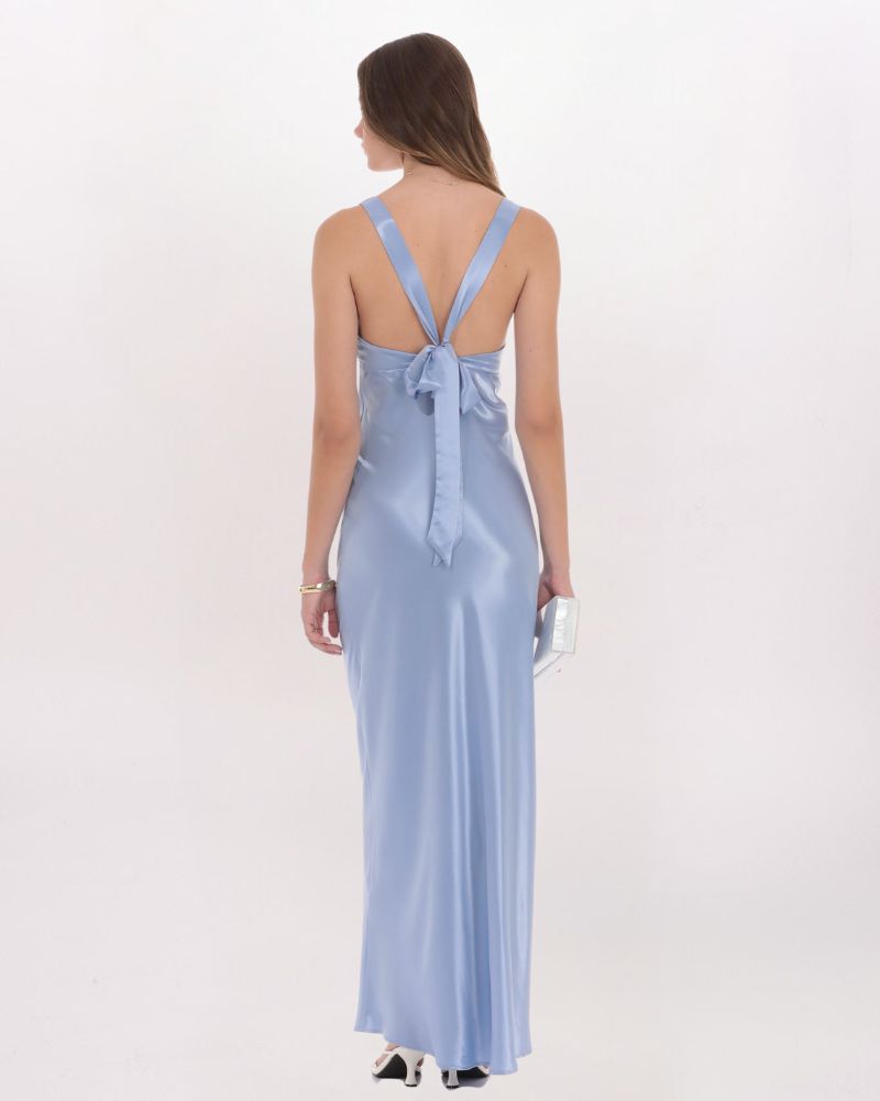 SATIN V-NECK MAXI