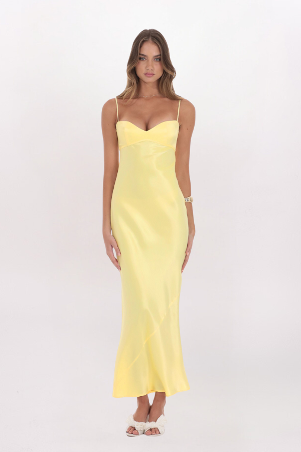 SATIN TIE BACK MAXI DRESS