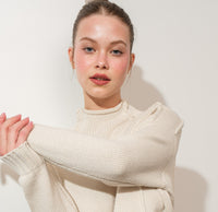 EXPOSED SEAM MOCK NECK SWEATER