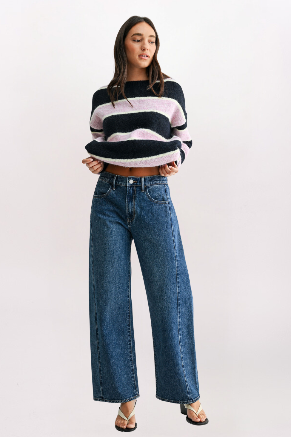 SLIGHT STRETCH BARREL JEAN, DARK