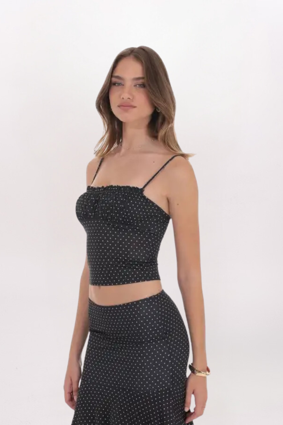 RUCHED POLKA DOT CAMI
