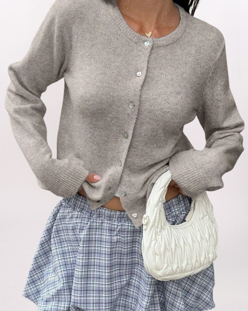 CREW CARDIGAN, BEIGE