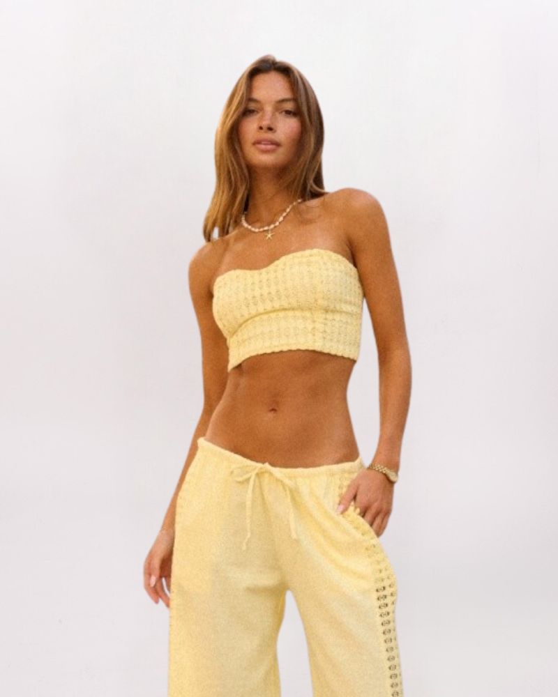 TEXTURED CORSET TOP - BUTTER