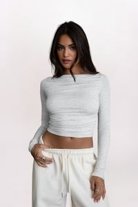 GATHERED BOATNECK TOP